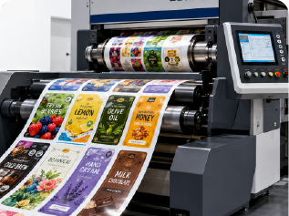 Flexographic printing on self-adhesive paper and film labelstock
HTML: alt="Flexographic printing on self-adhesive paper and film labelstock"